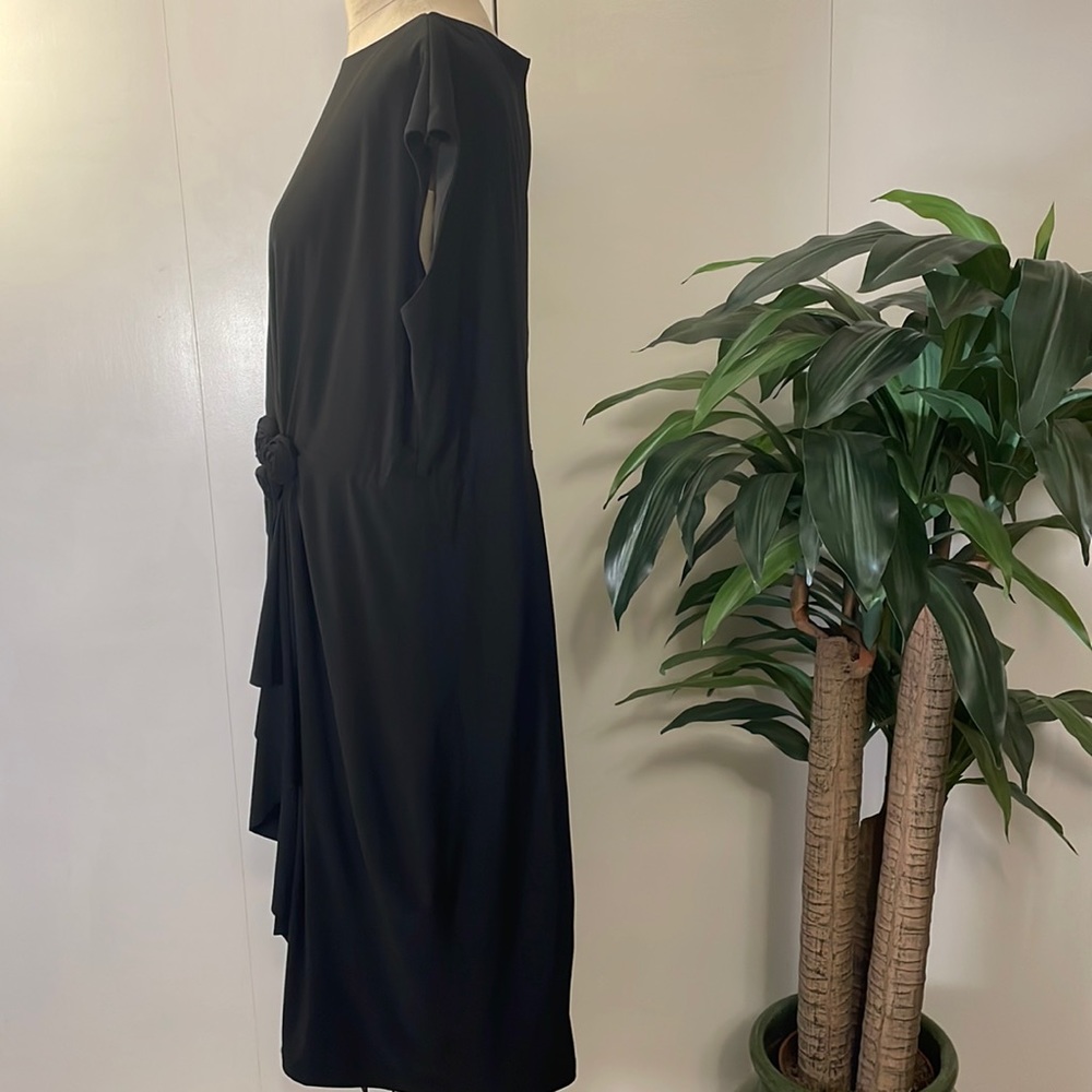 Jones New York cap sleeve black gathered midi dress - Picture 3 of 6